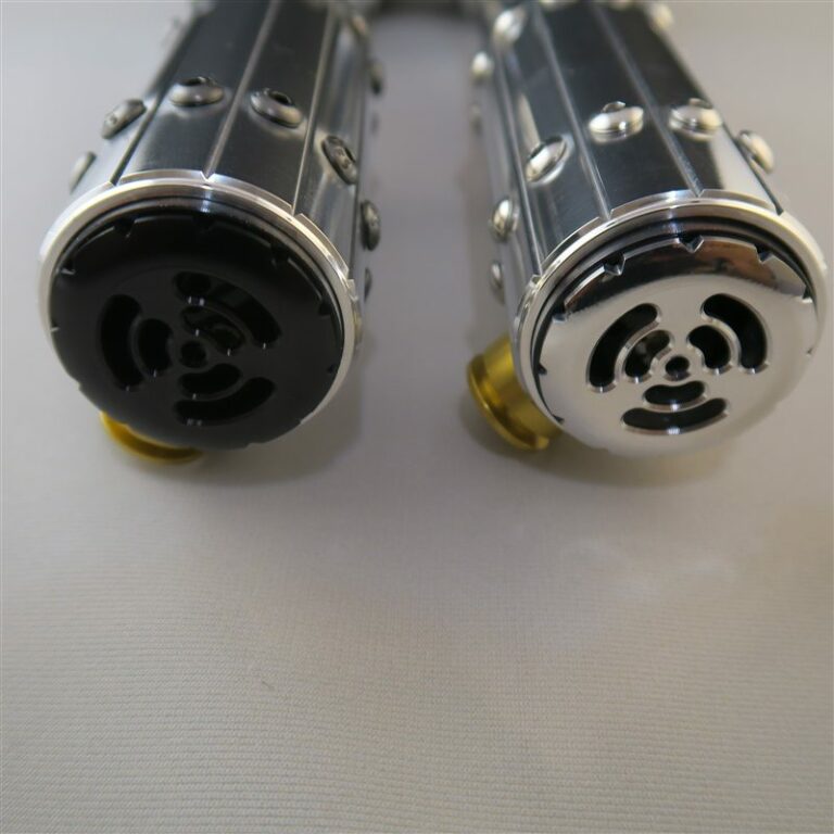 Emperor's Hand Pommels - Black Finish Left - Silver Finish Right