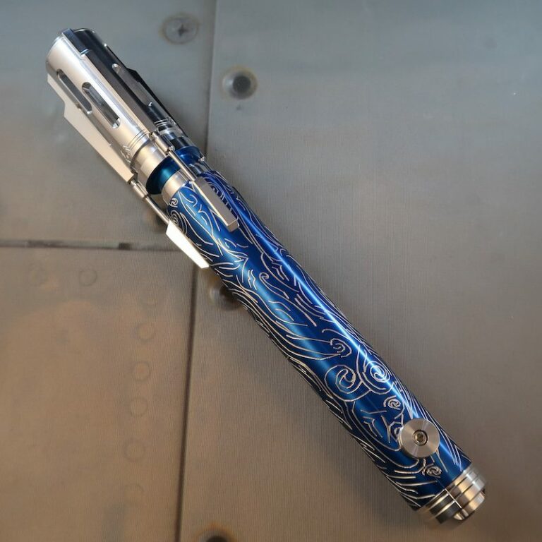 Azure Grand Master Custom Lightsaber With Rear Etching & Covertec Wheel